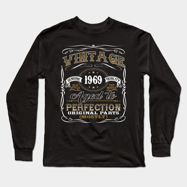 Vintage 1969 Shirt 50th Birthday Gift Fiftieth Bday T Shirt Long Sleeve T-Shirt by jMvillszz